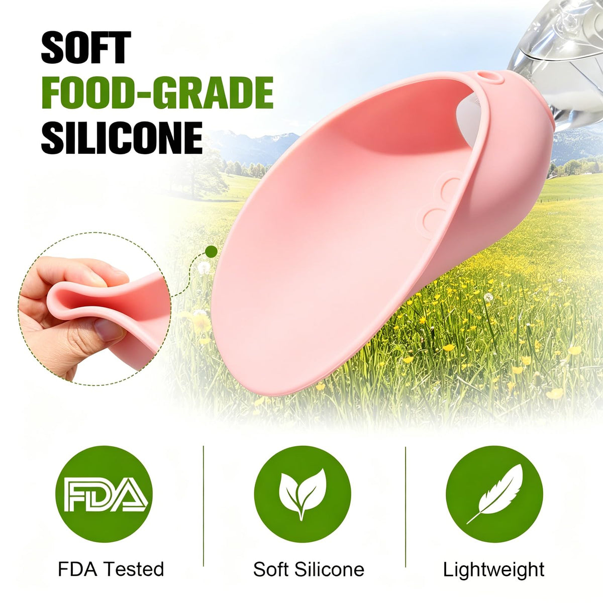 Portable Dog Water Bottle Attachment, Slip-On Pet Water Bowl For Walks Silicone Dog Drink Dispenser, Fits Standard Water Bottles,Ideal For Daily Walks