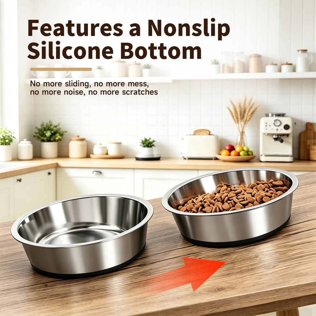 Stainless Steel Dog Bowls, 3.8 Cup, 2 Pack, Non-Slip & Durable Stable Non-Slip Base Dishwasher Safe Effortless Cleaning Space-Saving Stackable Design