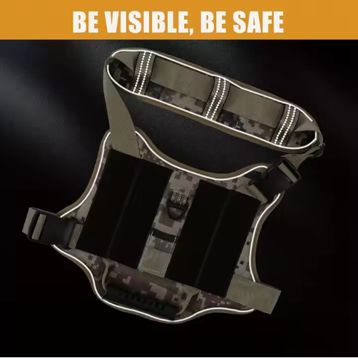 USLOCAL Tactical Service Dog Harness With Control Handle No Pulling Adjustable Reflective Pet Vest Harness Easy Walking Training