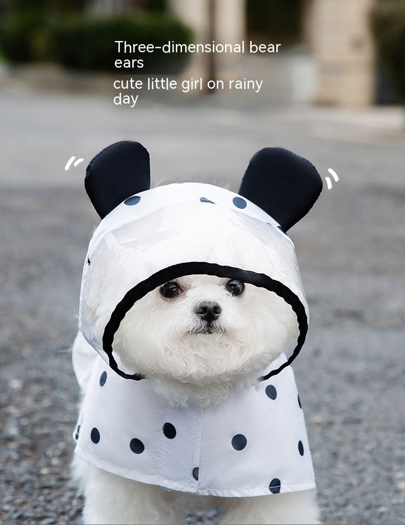 Summer Full Printed Polka Dot Bear Dog Poncho