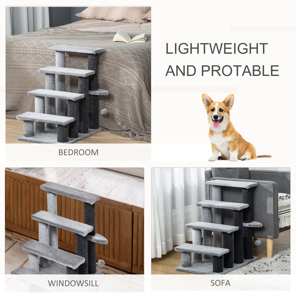 Cat Tree, Cat Tower Cat Stair Steps with Scratching Post, Hanging Play Ball for High Bed, Sofa, Indoor / Outdoor