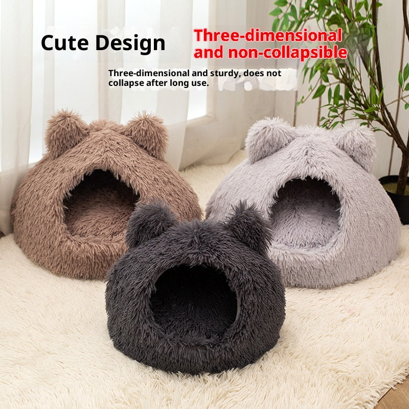 Large Cat Nest Semi-closed Warm Plush Kennel