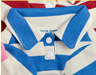 Pet Dog Polo Shirt Striped Beaded Lapel Elastic