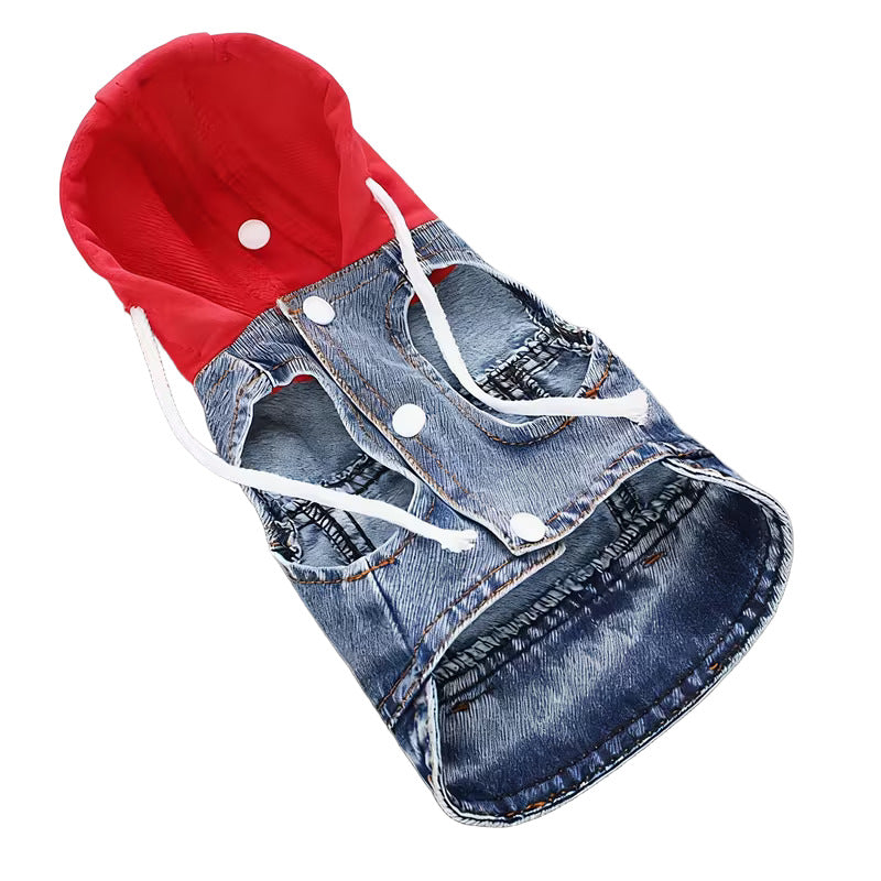 Red-Haired Hooded Denim Vest For Pets
