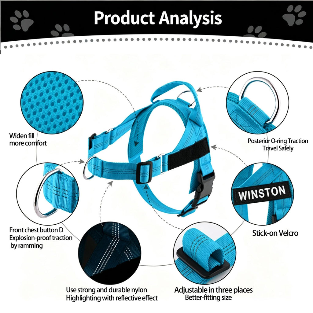 No-Pull Harness,No Pull Dog Harness With Soft Padded Handle Reflective Adjustable Breathable Mesh Pet Vest,Easy On-Off Soft Padded Harness,Easy For