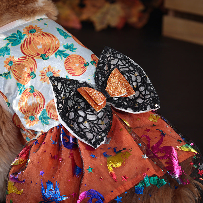 Halloween Mesh Bow Pet Skirt Creative