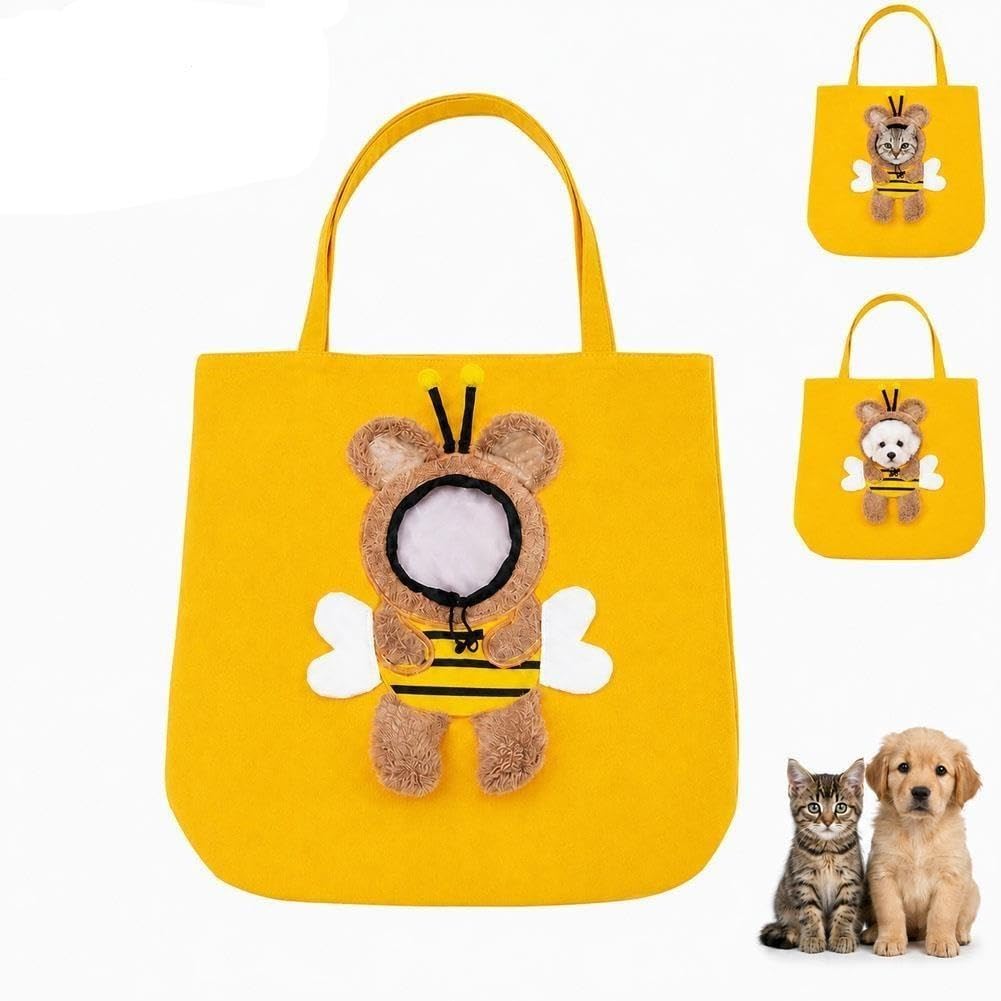Paw Peek Bag, Breathable Pet Canvas Shoulder Carrier, Cat Dog Tote Colorful Animal Shapes Carrying Bag With Head-Out Design Adjustable Neck Small Dog