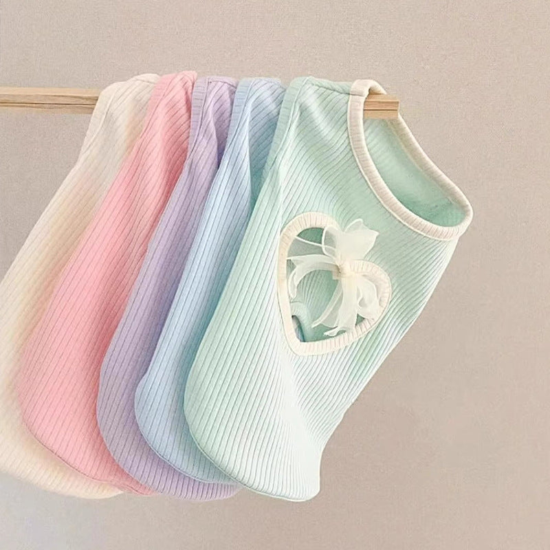 Spring And Summer Dog Japanese And Korean Style Thin Vest Bow Cute Style Vest Small Dog Cat Pet Dog Clothes