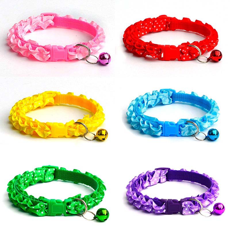 Cute Lace Sweet Pet Collar Necklace Dog Cat Collar With Bell