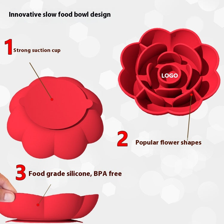 Non-slip Slow Feeding Silicone Dog Food Bowl Easy To Clean