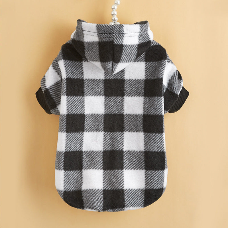 Puppy Warm Anti-lint Clothes Plaid Hoodie Universal