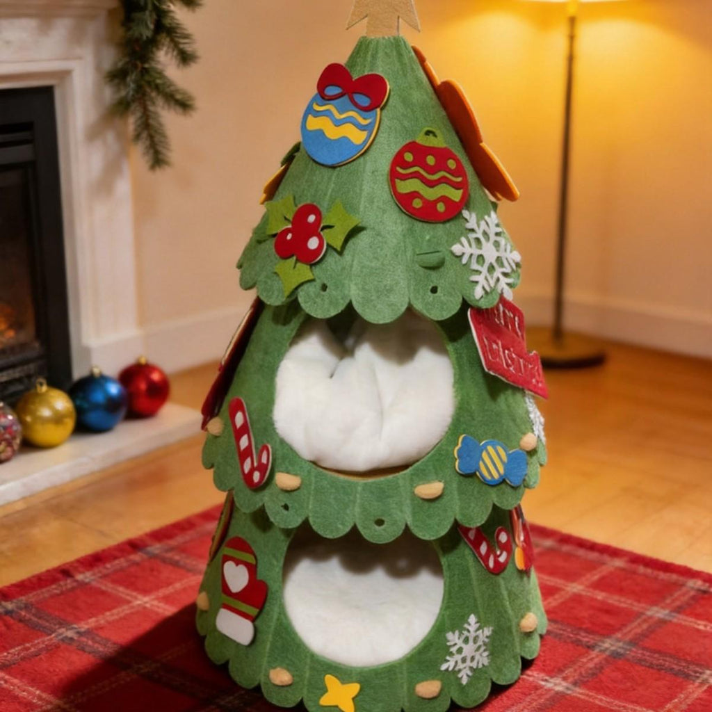 Creative Cartoon Christmas Tree Cat Climbing Frame And Cat Bed