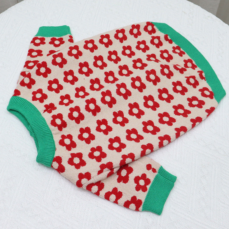 Sweater Small Flower Cardigan Buttons
