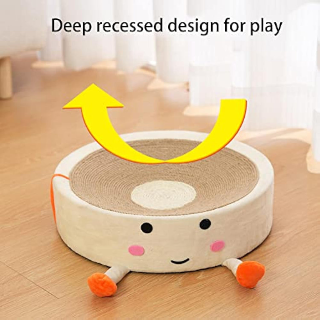 Cartoon Round Sisal Cat Scratching Board Cat Nest Integrated Large Cat Toy Wear Resistant Non-Shedding Cat Bed