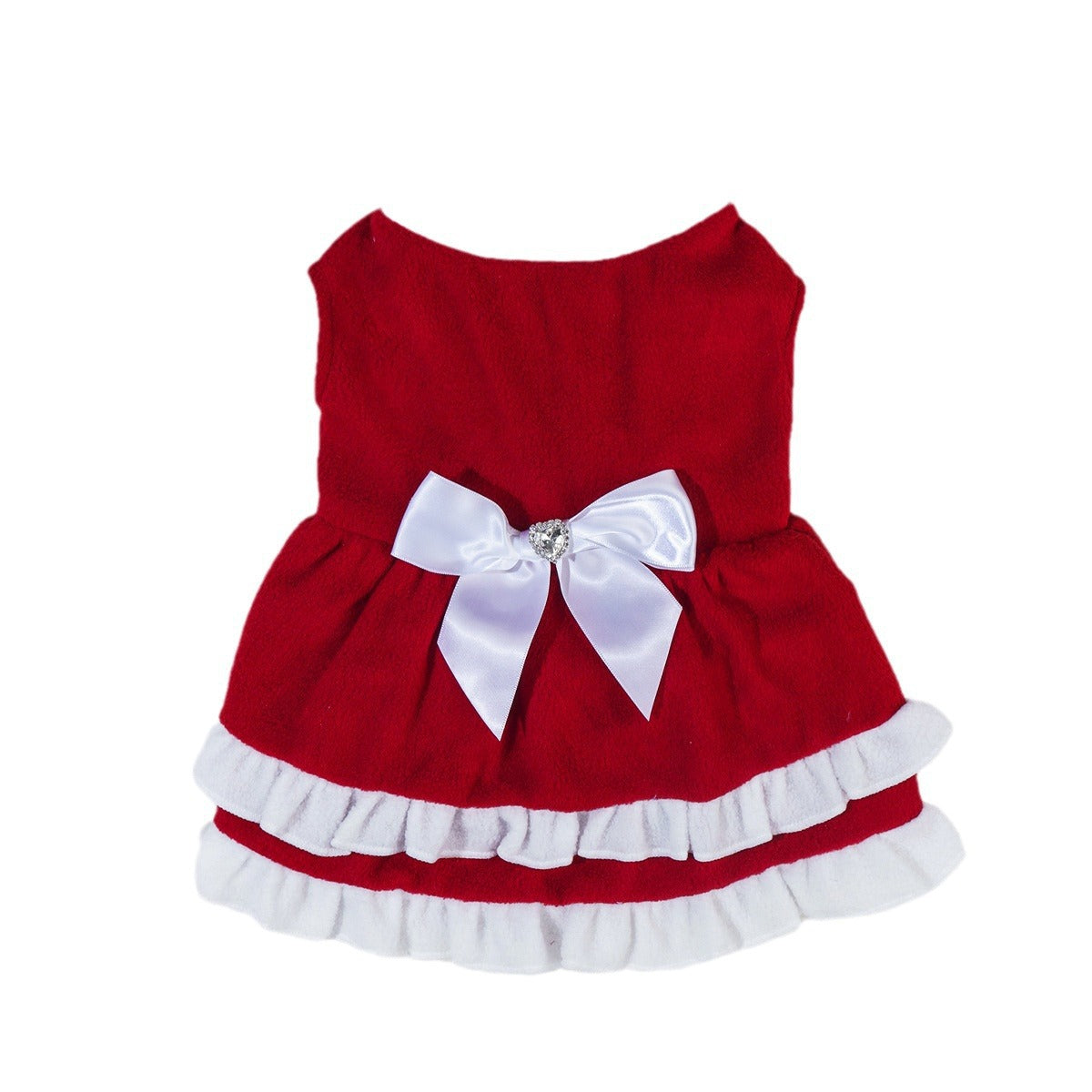 Pet Christmas Bow Fleece Princess Dress