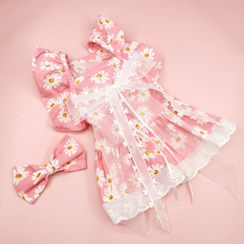 Breathable Dog Skirt Lace Princess Plaid Gauze Skirt