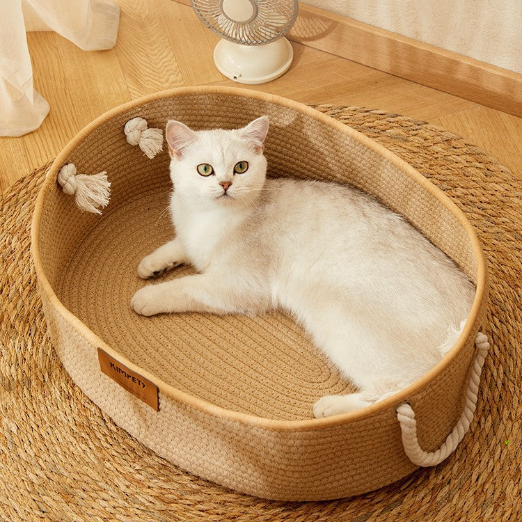 Cat Nest Summer Chopsticks Nest Four Seasons Universal Woven Cotton And Linen Basket