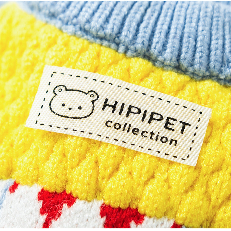 The 25-year Of Pineapple Knitted Color-blocking Sweater Has Been Transformed Into Warm Pet Clothing For Kittens And German Cats In Autumn And Winter