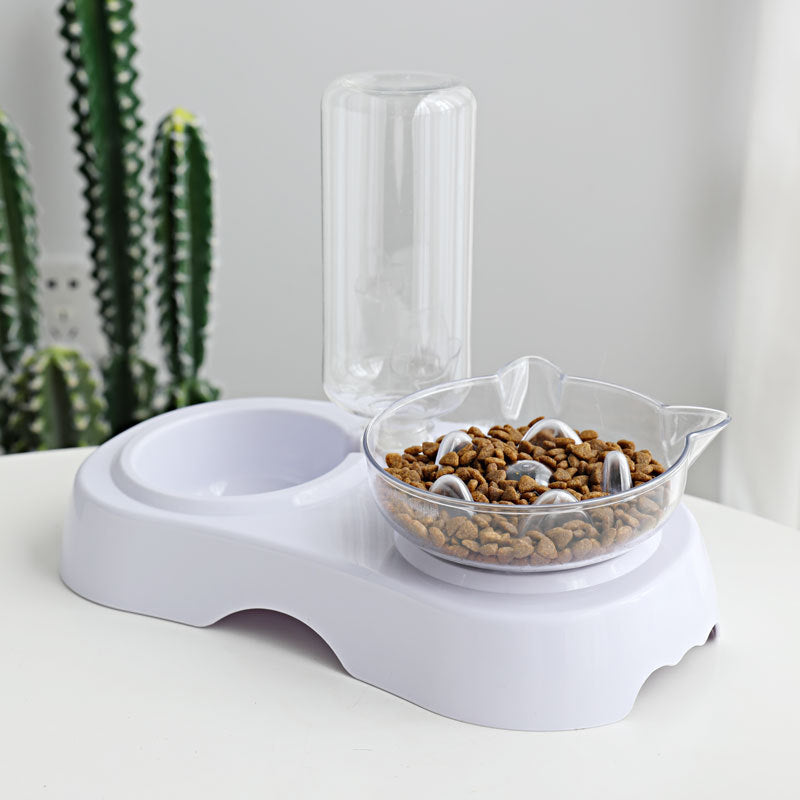 Transparent plastic feeding and drinking bowl