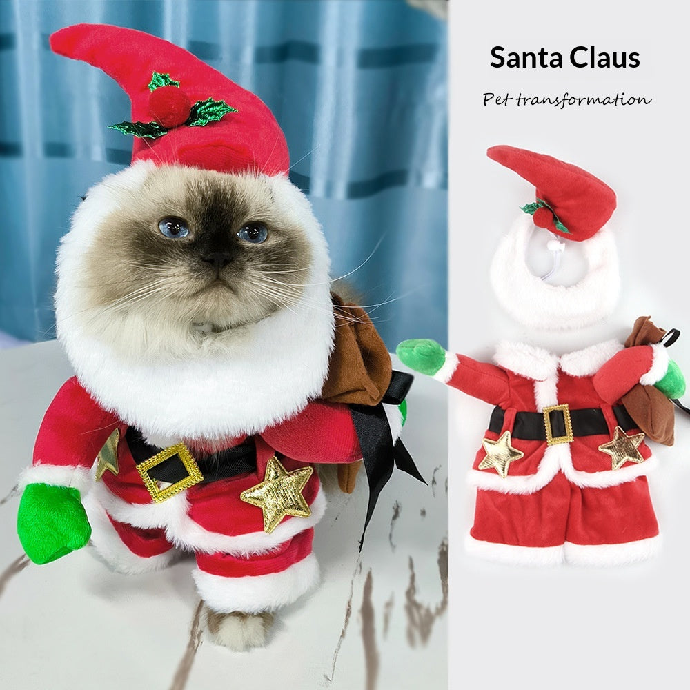 Santa Claus Costume For Cats And Dogs Pet Outfit