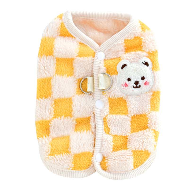 Dog Clothes Hand Holding Rope Fleece-lined Warm
