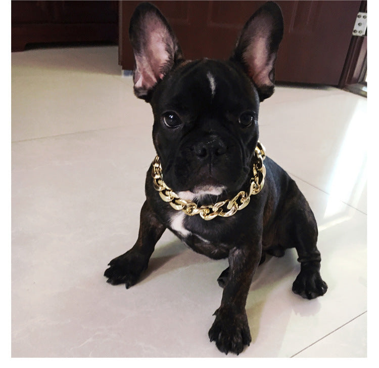 Dog Gold Color Chain Chain Buckle Small And Medium Size Dog Collar Pet Necklace Ornament