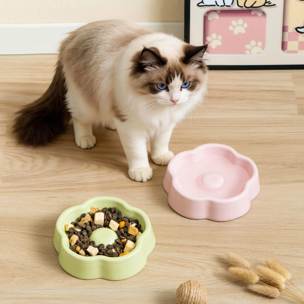 Macaron-colored Bud-shaped Ceramic Pet Bowl