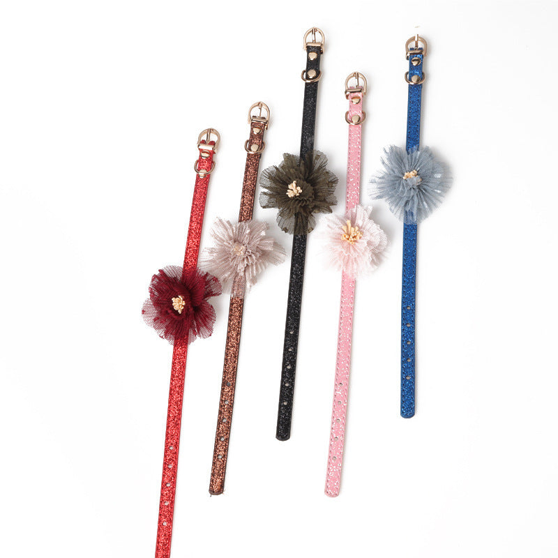 Flower pu pet collar