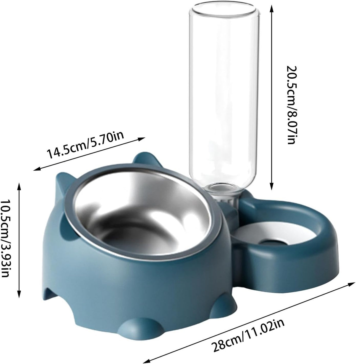 Cat Food And Water Bowl Set - 16 Degree Tilted Dog Dish With Water Dispenser Removable Pet Feeder Bowl Dog Drinking And Eating Bowl Detachable Pet