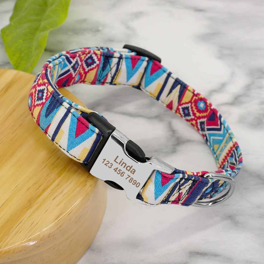 Adjustable Nylon Dog Collar Personalized Dogs Cat ID