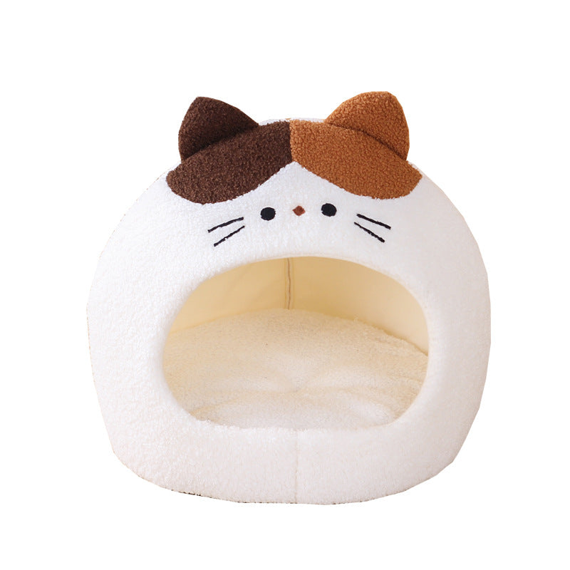 Teddy Plush Winter Semi-closed Pet Cat Nest
