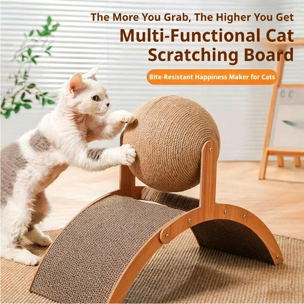 Wobble Ball Cat Scratcher, Cat Scratching Ball On Stand, Interactive Cat Scratcher With Rotating Sisal Ball, Cat Scratcher Board For Indoor,Protects
