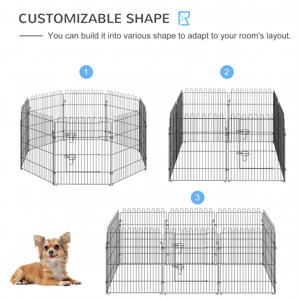 30inch 8-Panel Octagon Pet Exercise Playpen Crate Foldable Dog Cage Pen Puppy Kennel, Black