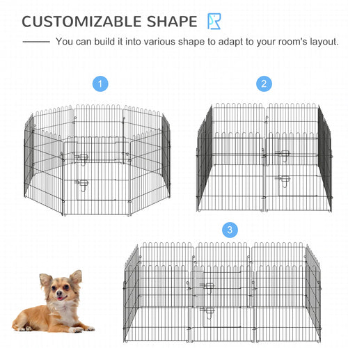 30inch 8-Panel Octagon Pet Exercise Playpen Crate Foldable Dog Cage Pen Puppy Kennel, Black
