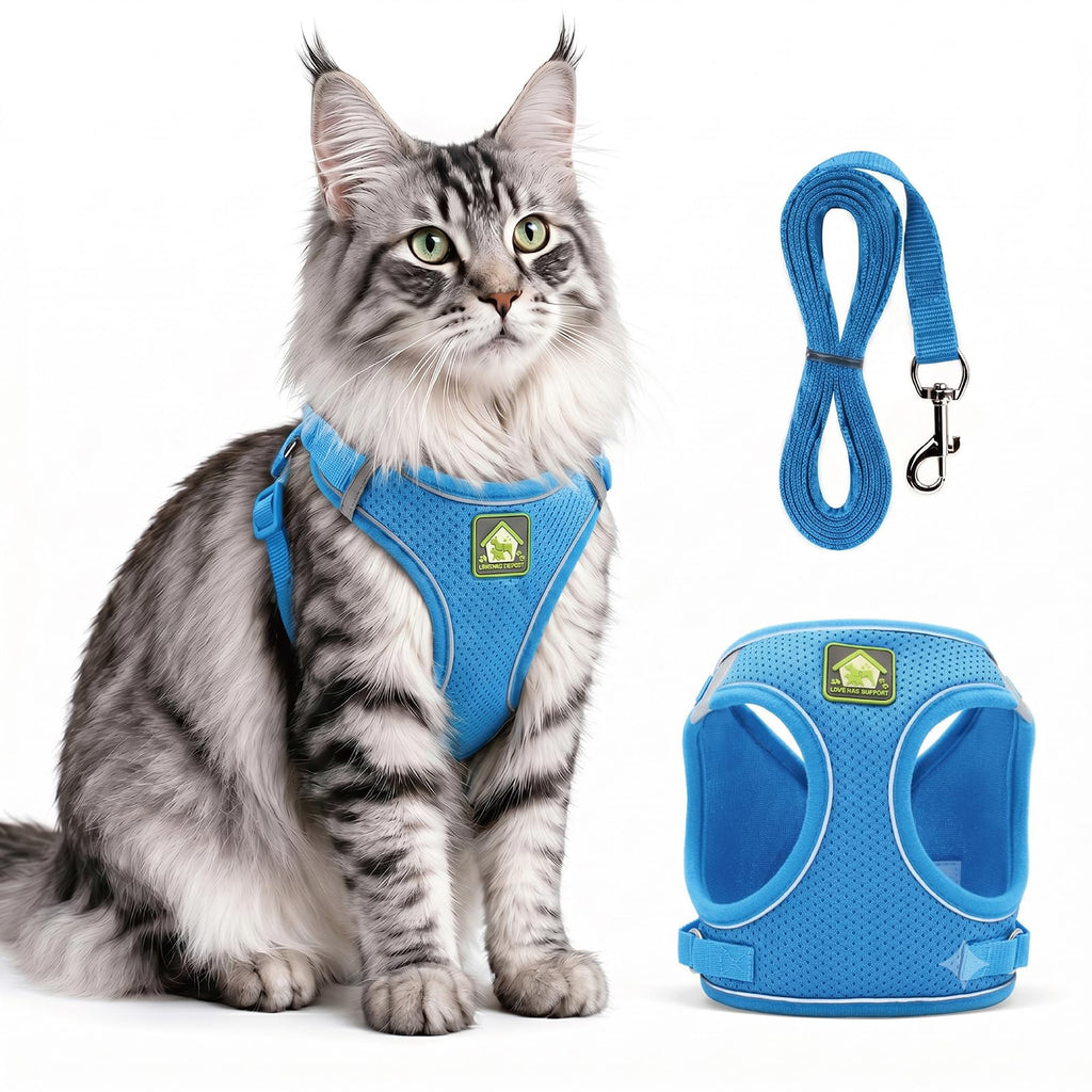 Cat Harness And Leash, Escape Proof Adjustable Vest Harness For Cats, Breathable Reflective Strip Soft Walking Vest For Small Medium Large Cats