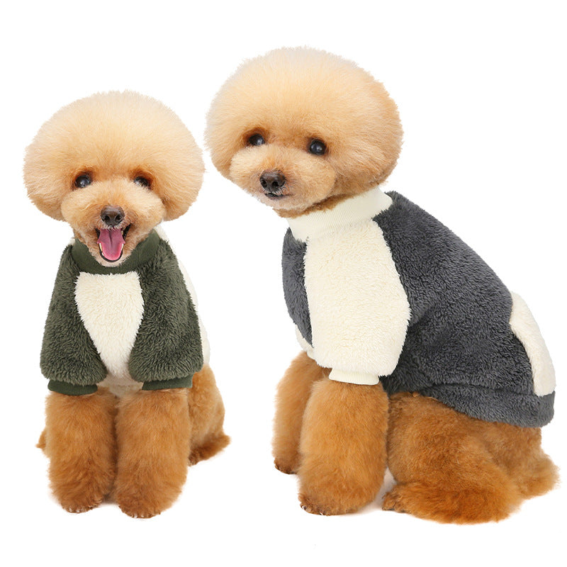 New Pet Clothes Round Neck With Pocket Warm Micro-elastic Bucket Poodle Dog Clothes