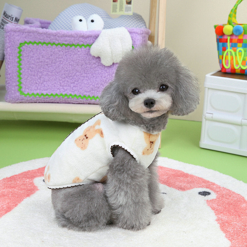 Crescent Bear Warm Fluffy Vest Teddy Cute Pet Dog Clothes