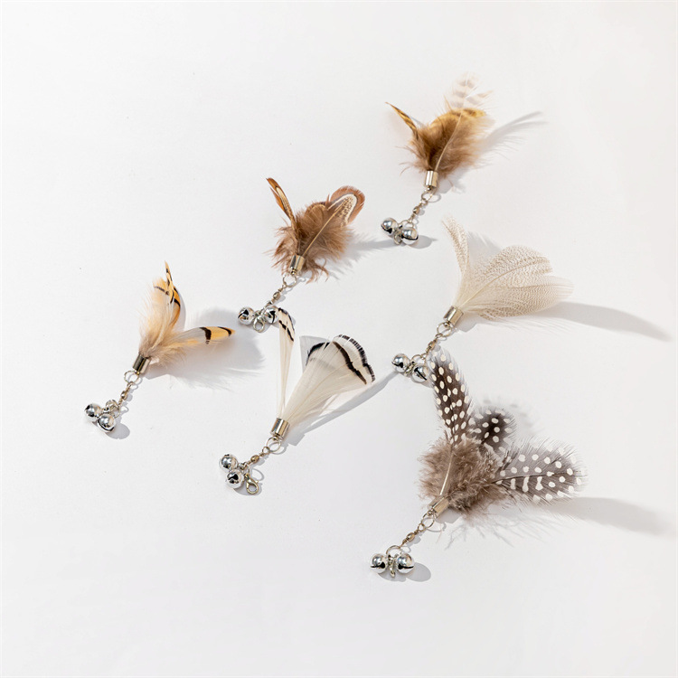 Feather Replacement Head Cat Teaser Wand With Bell, Interactive Toy For Cats