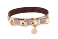 Old Flower Leather Pet Collar Cool Cute
