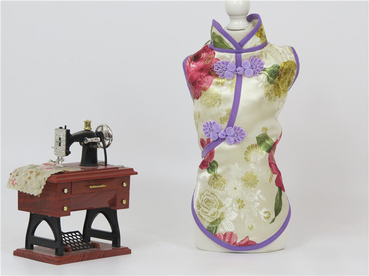 Pet Spring Summer And Autumn Clothes Tang Suit Brocade Cheongsam