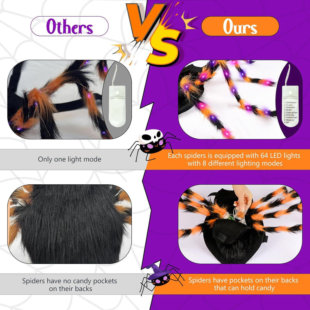 Halloween Luminescent Spider Decorative Pet Dress Up Props Kitten Big Dog Dress Up Costume