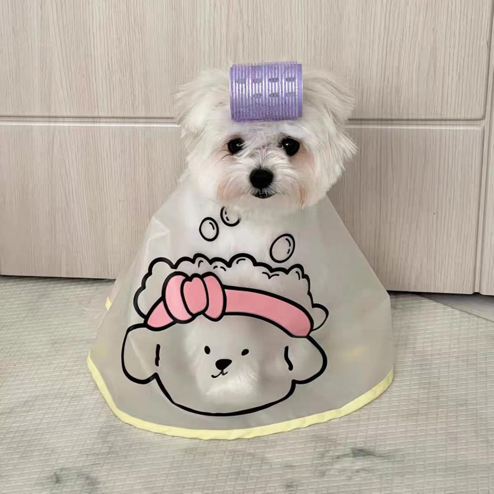 Pet Cloak Adjustable Pet Haircut Cape Waterproof Cartoon Print Design Dog Grooming Cape Pet Supplies
