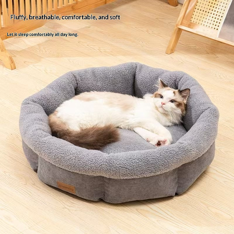 Round Semi-Enclosed Deep-Sleep Cat Mat Cat Bed