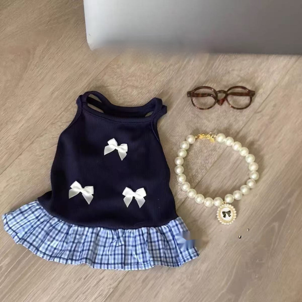 Small Cat And Dog Vest Dress Preppy Style