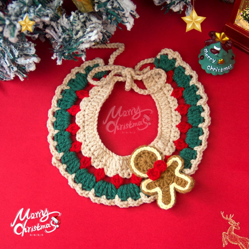 Adjustable Christmas Knit Pet Collar, Crochet Elk Pattern For Cats, Dogs & Pets, Comfortable,Stylish
