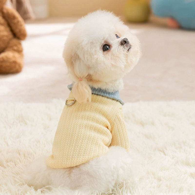 Autumn And Winter Dog, Small And Medium-sized Dog, Cute Puppy, Color-block Base Shirt, Cat Two-legged Shirt, Teddy Pet Dog Clothes