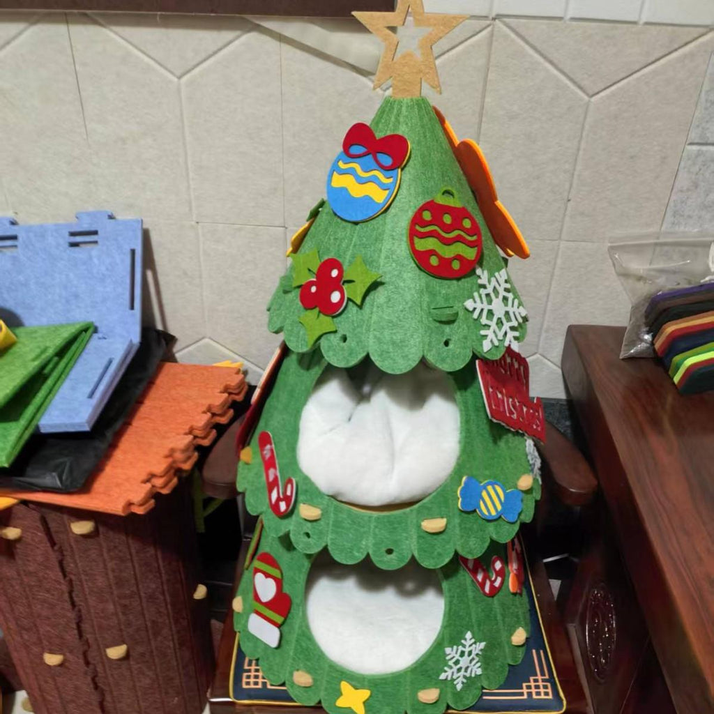 Creative Cartoon Christmas Tree Cat Climbing Frame And Cat Bed
