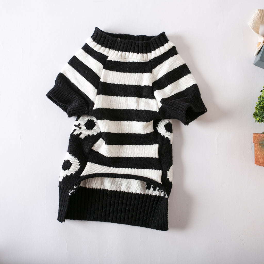 Pet Cat Sweater Halloween Skull Knitted Yarn