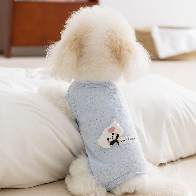 Spring And Summer Dogs, Small And Medium-sized Dogs, Simple And Fashionable Fabric Label Baby Belly Clothes, Cat Four-legged Air-conditioned Suits