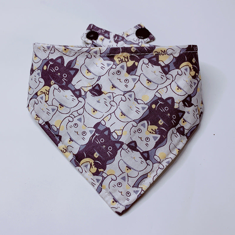Cartoon Printing Lucky Cat Saliva Scarf Headscarf Supplies Accessories